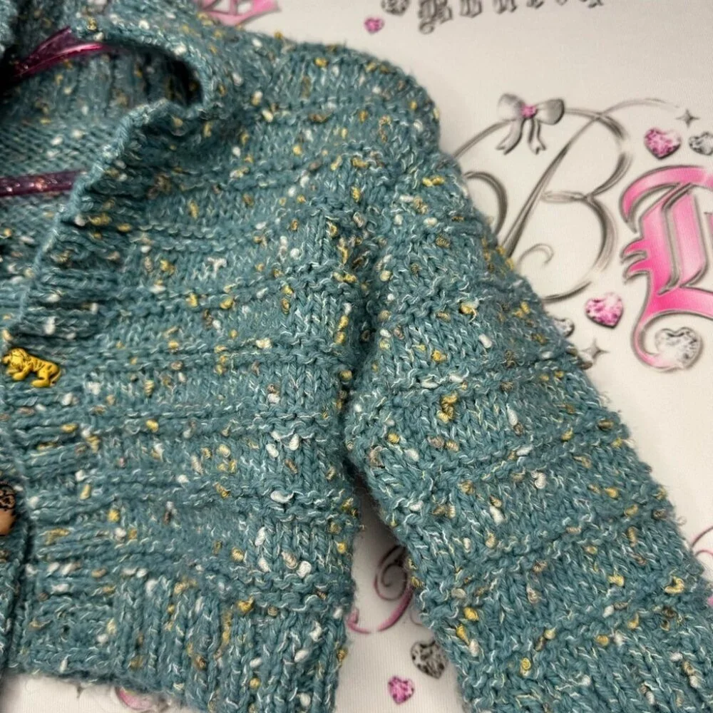 Animal button sweater crochet knitted cheetah elephant tiger leopard buttons